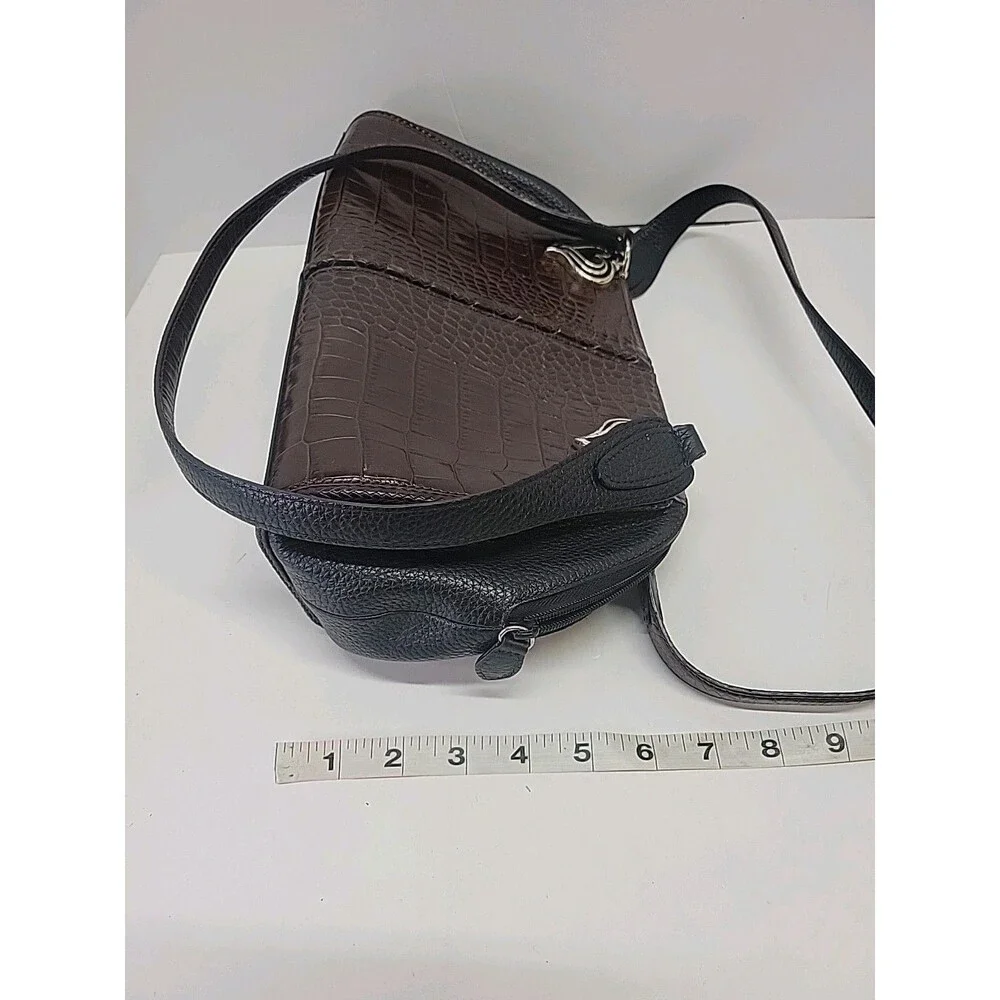 Brighton Shoulder Bag‎ Womens Brown Black Pewter Aligator Leather